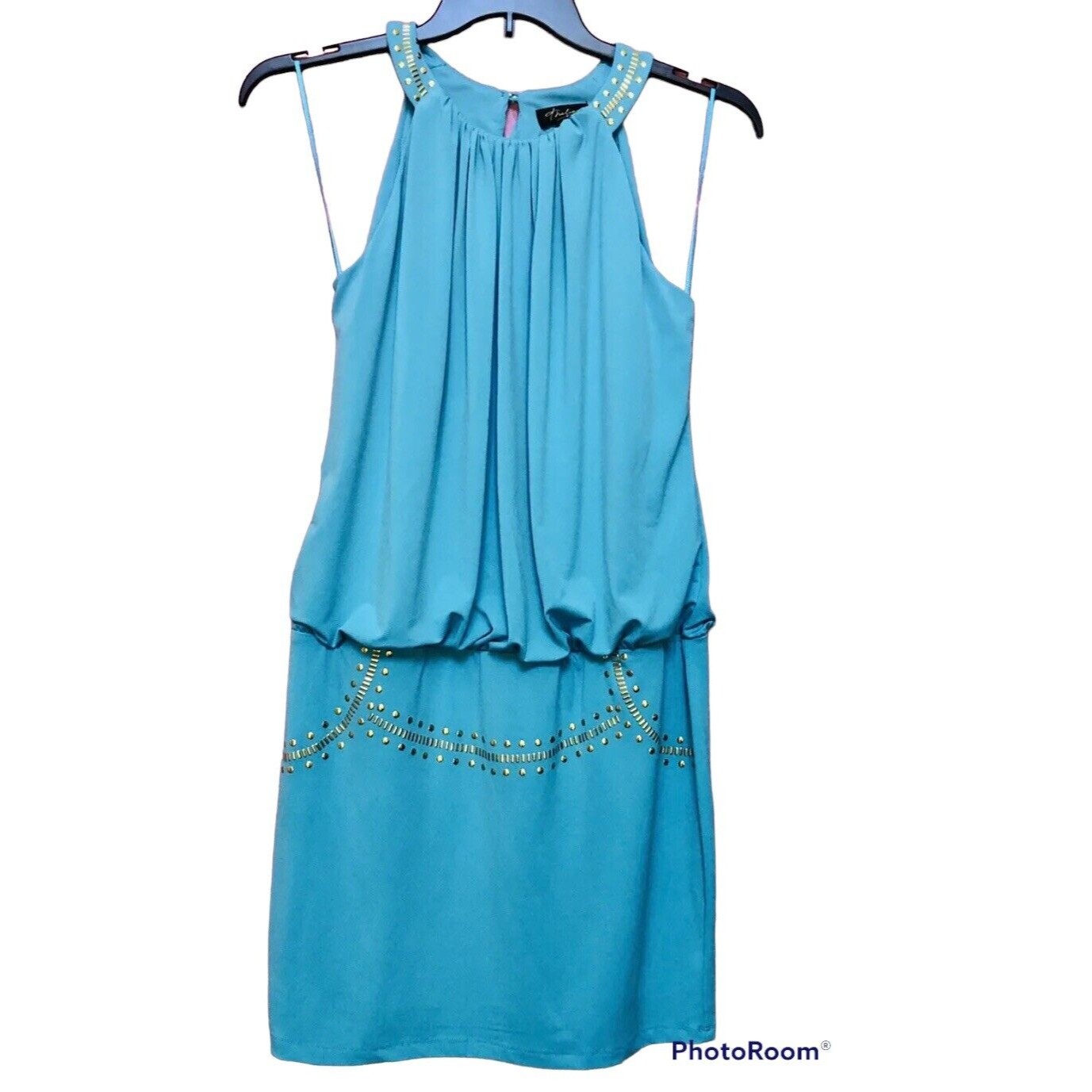 Thalia Sodi Women's Dress Blue Sleeveless Healt-Neck Size M Excellent Condition$